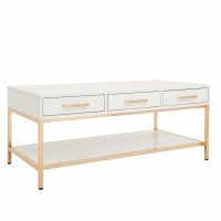 OSP Home Furnishings ALS12-WH Alios Cocktail Table with White Gloss Finish and Gold Chrome Plated Base